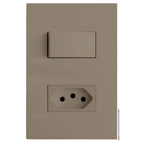Cj  Interruptor Simples + Tomada 20a 4x2 - Recta Fendi Satin Fosco - Brs12220-3fe