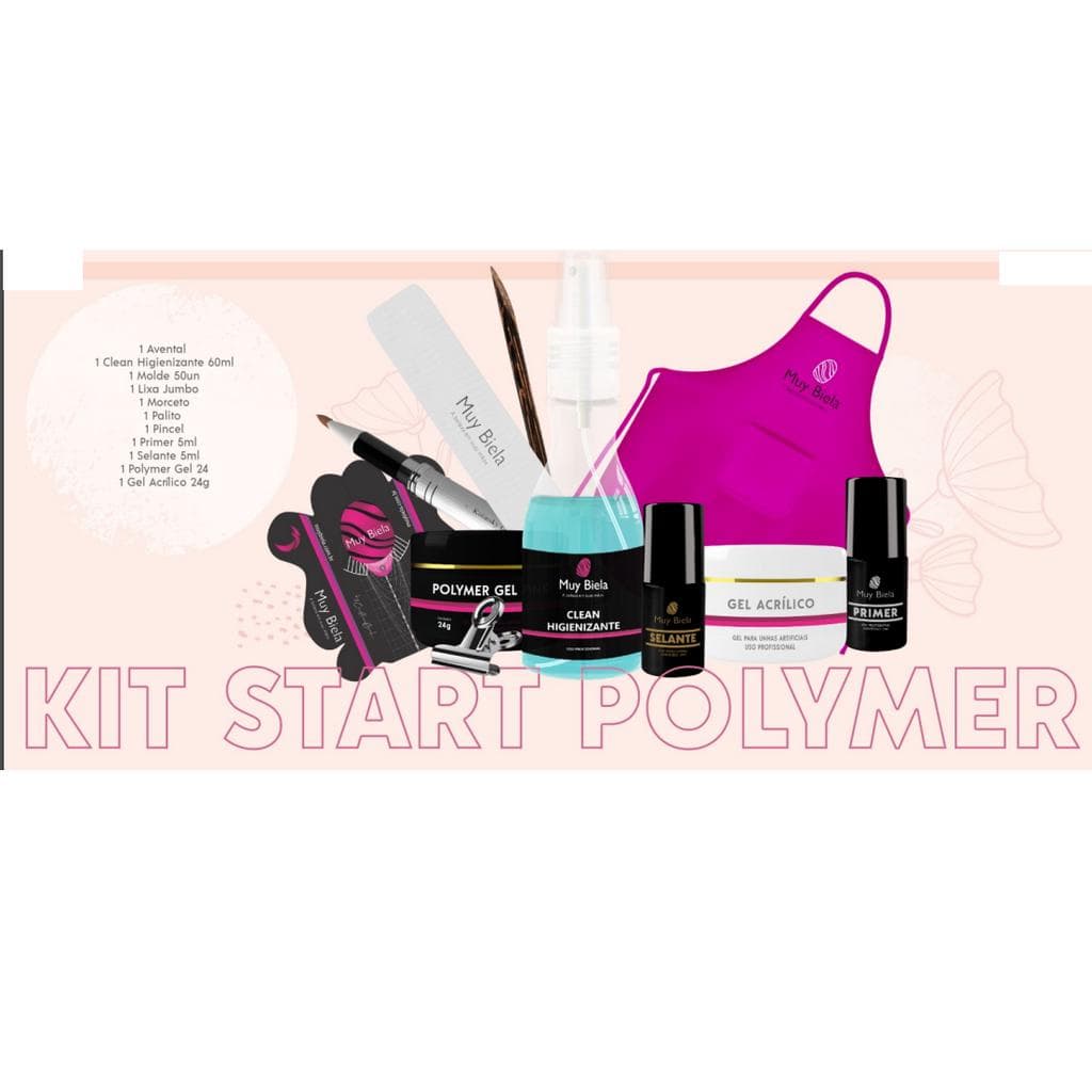 Kit Completo de Polygel Para Alongamento de Unhas Muy Biela Start Com 11 Ítens
