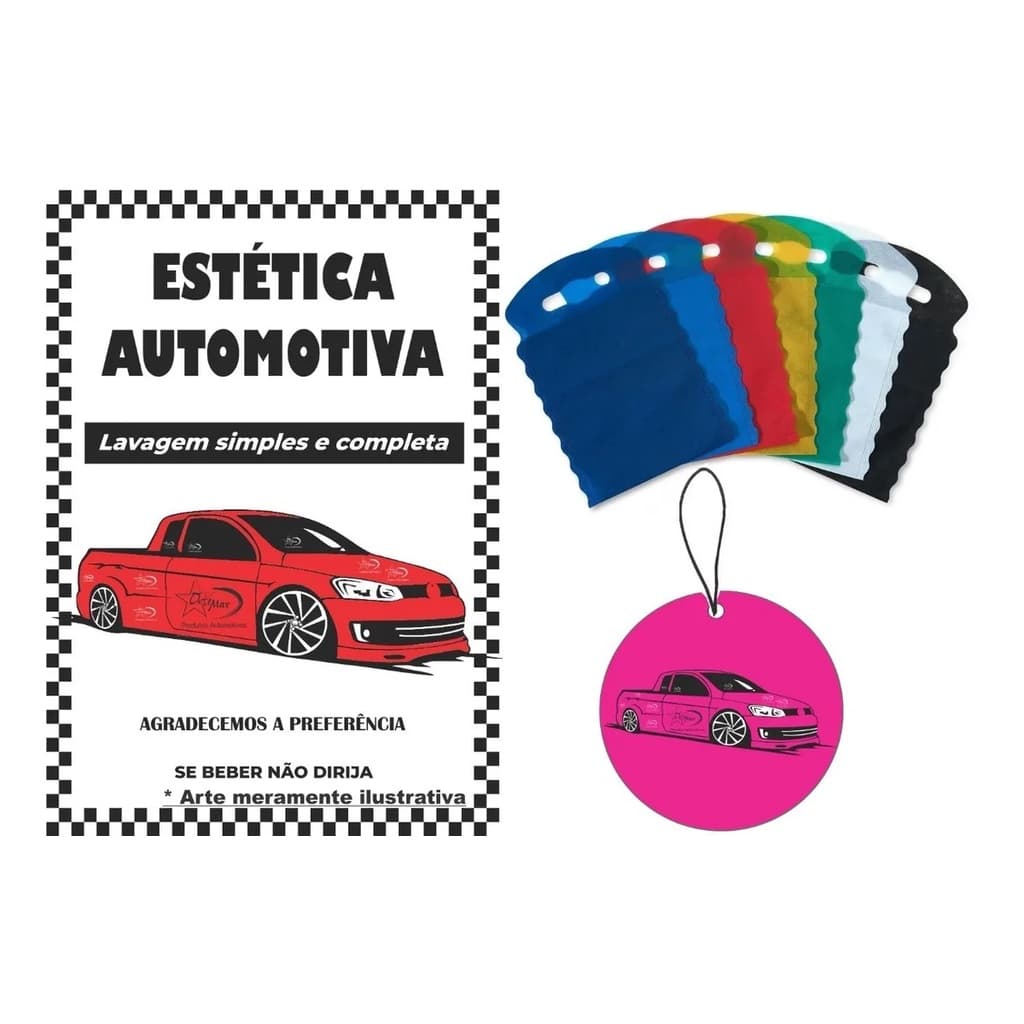 Kit Para Lava Rápido 5Kgs Tapetinho + 100 Lixocar + 100 Cheirinhos Saches com Elastico