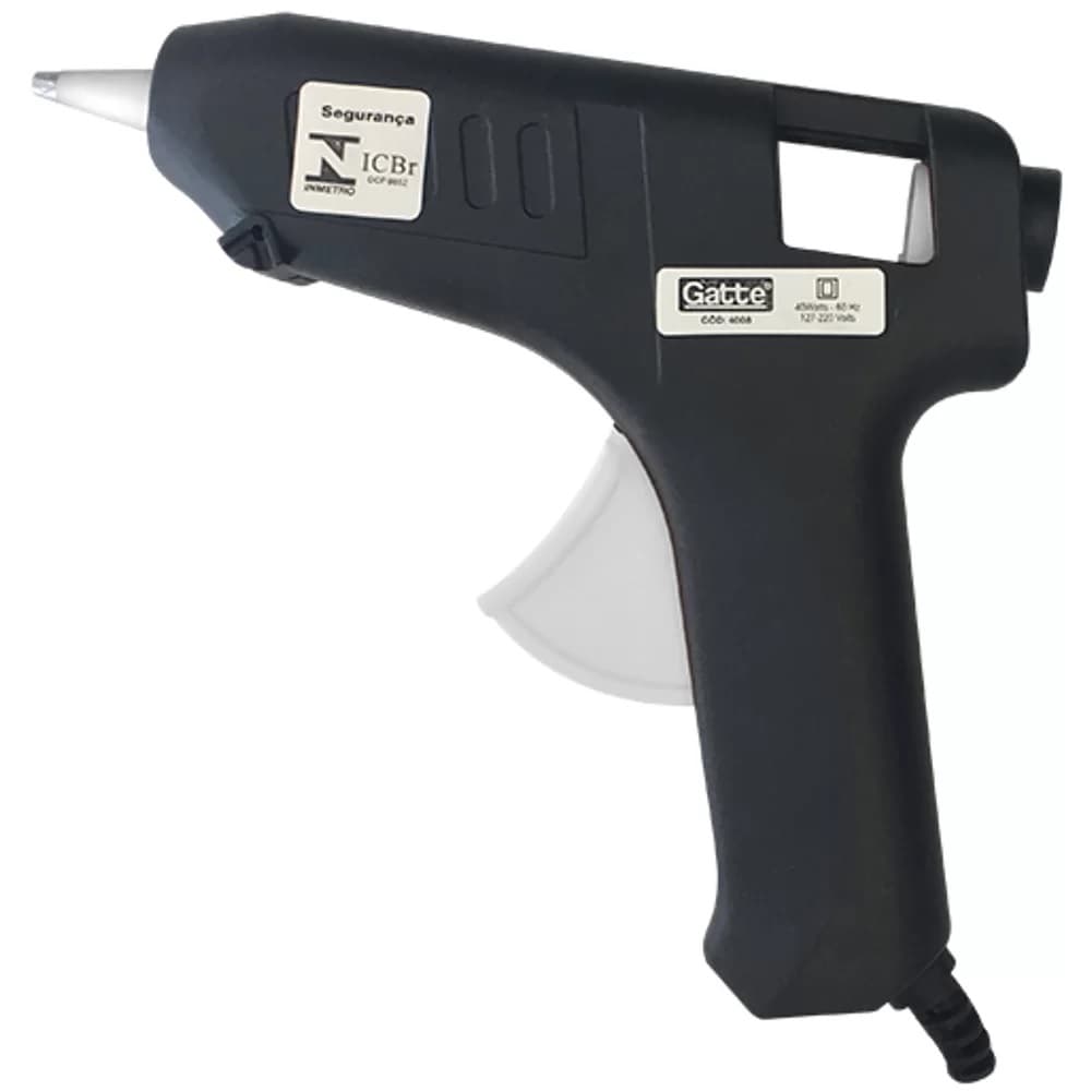 Pistola 40W p/Cola Quente Grande GATTE  Preta Bivolt