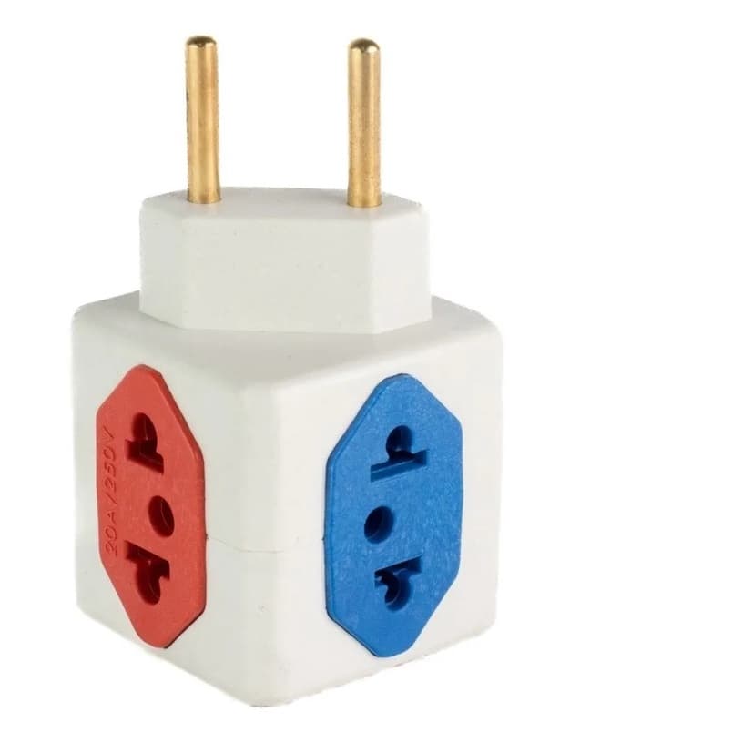 Adaptador Benjamin Cubo 3d 3 Entradas 110v 1 220v Universal Tomada 3 Pinos