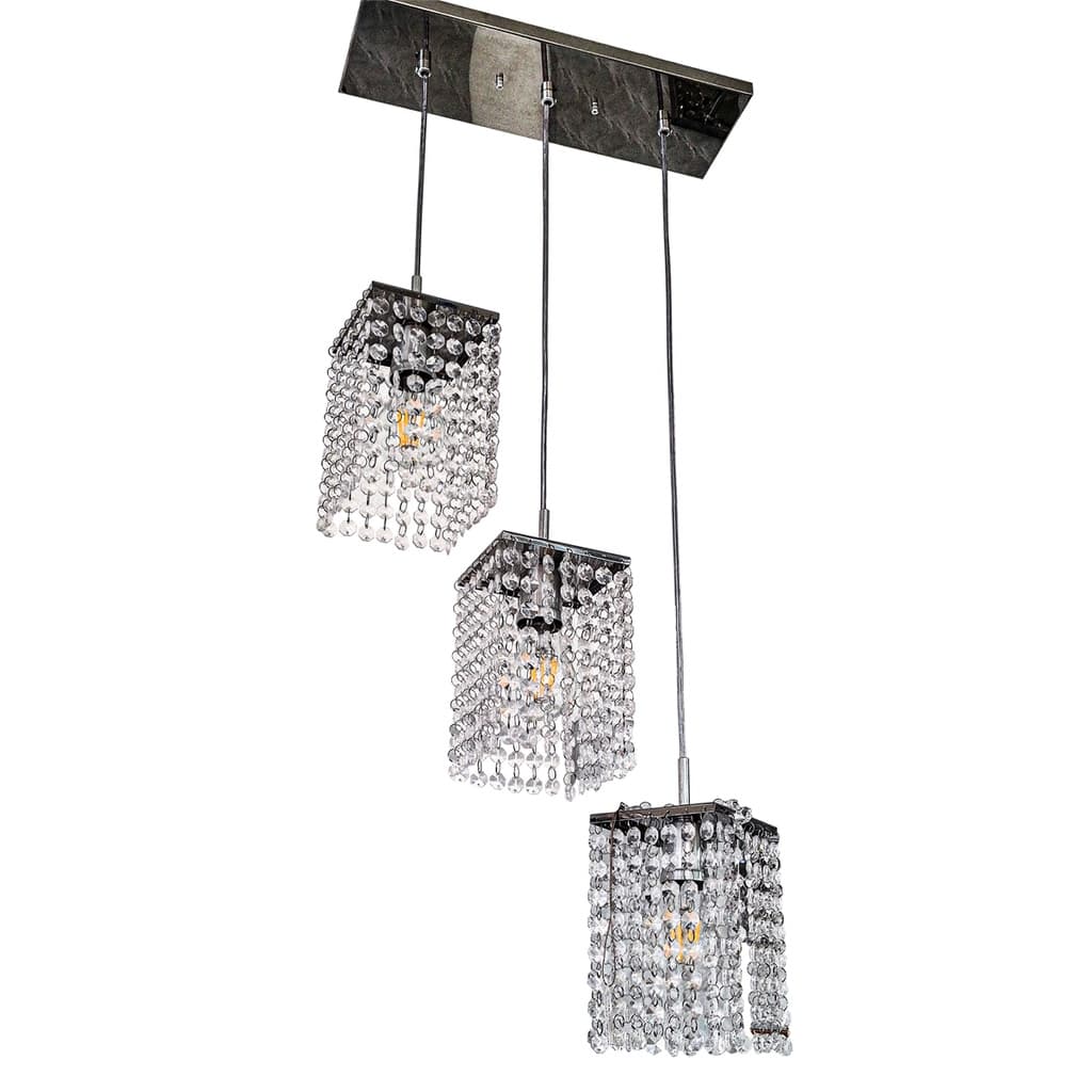 Lustre Pendente Triplo Cristais  Esplendor Uso Sala Jantar Salas