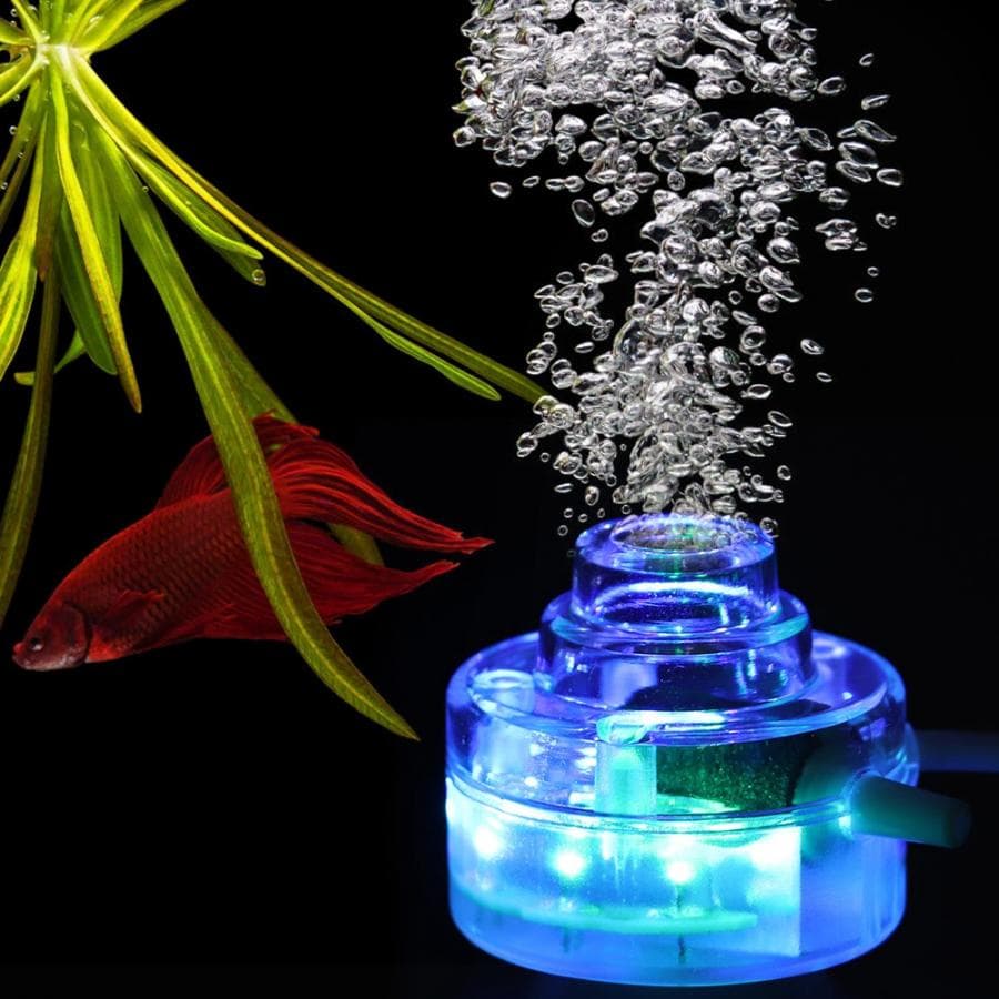 Tanque De Peixes LED Colorido Bolha Lâmpada Oxigenação Bomba Cortina De Ar Pedra Disco Aquário Oxigênio Luzes Decorativa