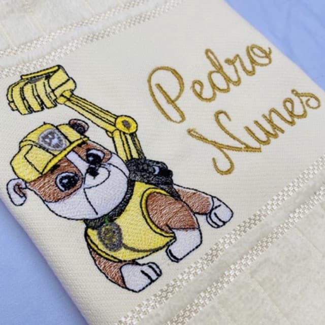 Toalha Personalizada Patrulha Canina Cachorro Rubble com Nome