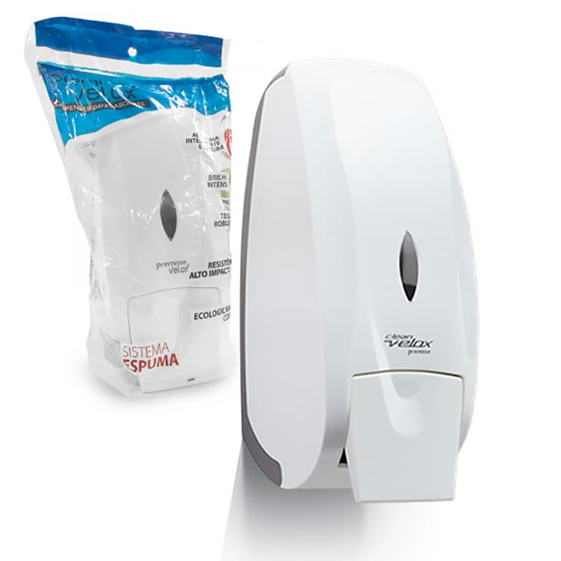 Dispenser Dispensador CLEAN VELOX P/ Sabonete Líquido Espuma Branco - PREMISSE ESC-E2P2F 7898912019400
