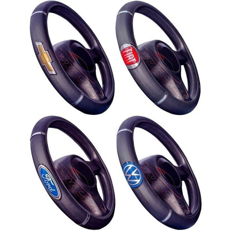 CAPA DE VOLANTE COM A LOGO DO SEU CARRO FIAT VOLKS FORD GM! RCCDECORAÇÕES.