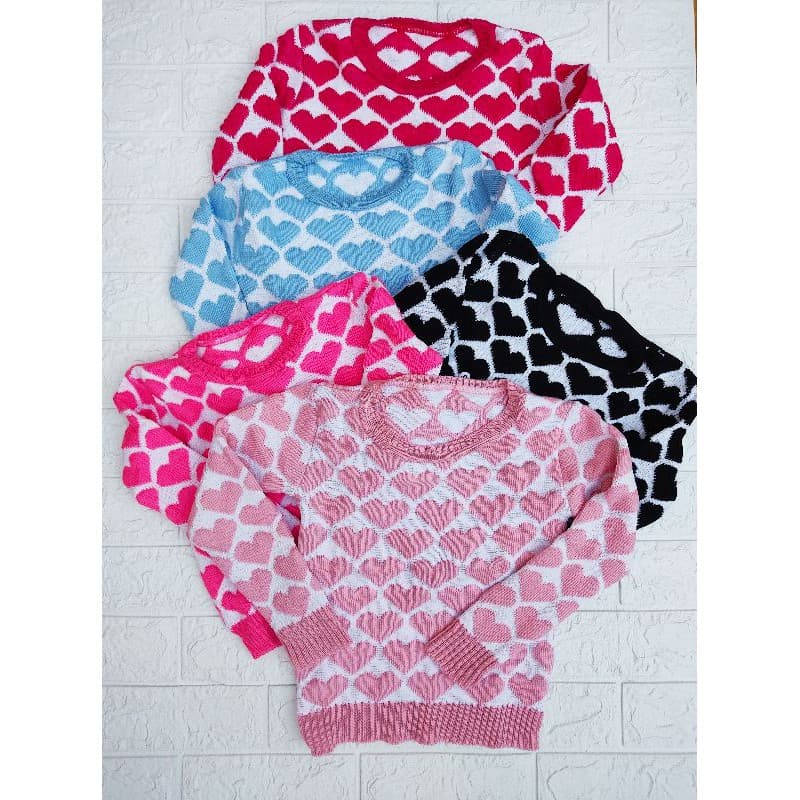 Blusa lã infantil coração