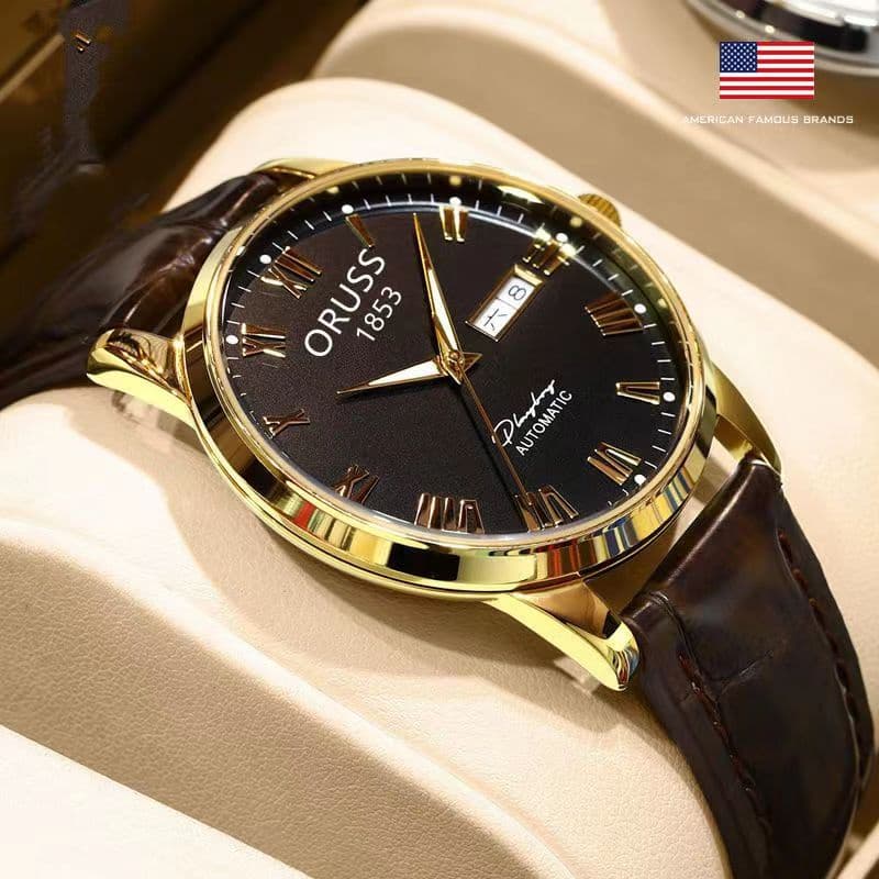 ORUSS/relógio masculino couro relogio masculino relógio dourado ́gios masculinos prova da água ́gio