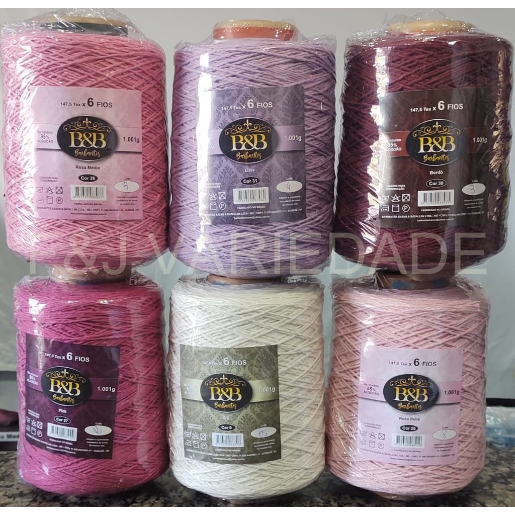 PROMOÇÃO 6 Barbantes B&B 1KG/6 ou 8 Fios Escolha suas Cores