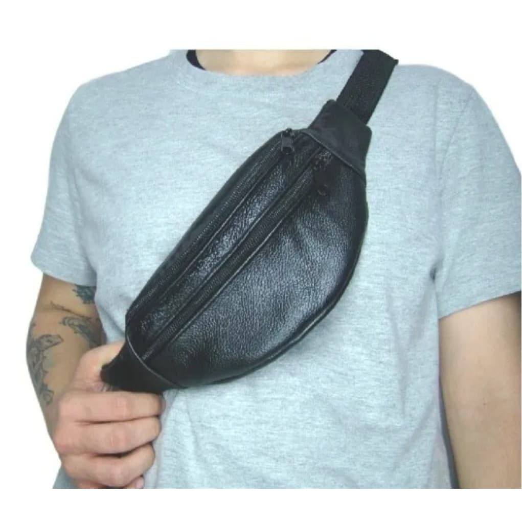 Pochete Masculina Bolsa Cintura Motoqueiro Couro legitimo