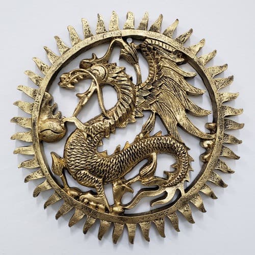 Dragão Chinês Mandala De Parede 29 Cm Decoração De Resina