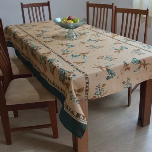 Toalha Forro De Mesa Retangular 6 Cadeiras Linho Premium 2,20 X 1,50 Verde para Sala, Cozinha e Áreas