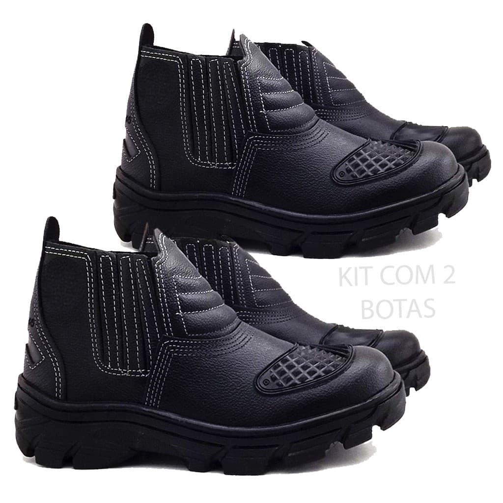 Kit 2 Pares De Bota De Couro Muito Resistente P/ Entregadores motoqueiro