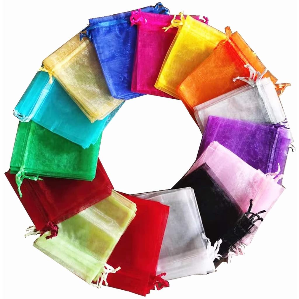 100pcs 5x7 7x9 9x12 10x15 Centímetros Cordão Sacos De Organza Embalagem De Jóias Festa De Casamento Saco Do Presente Aniversário De Natal