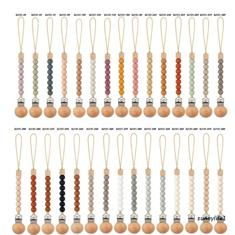 Newborn Clip Soother Chain Silicone Beads Nipple Holder