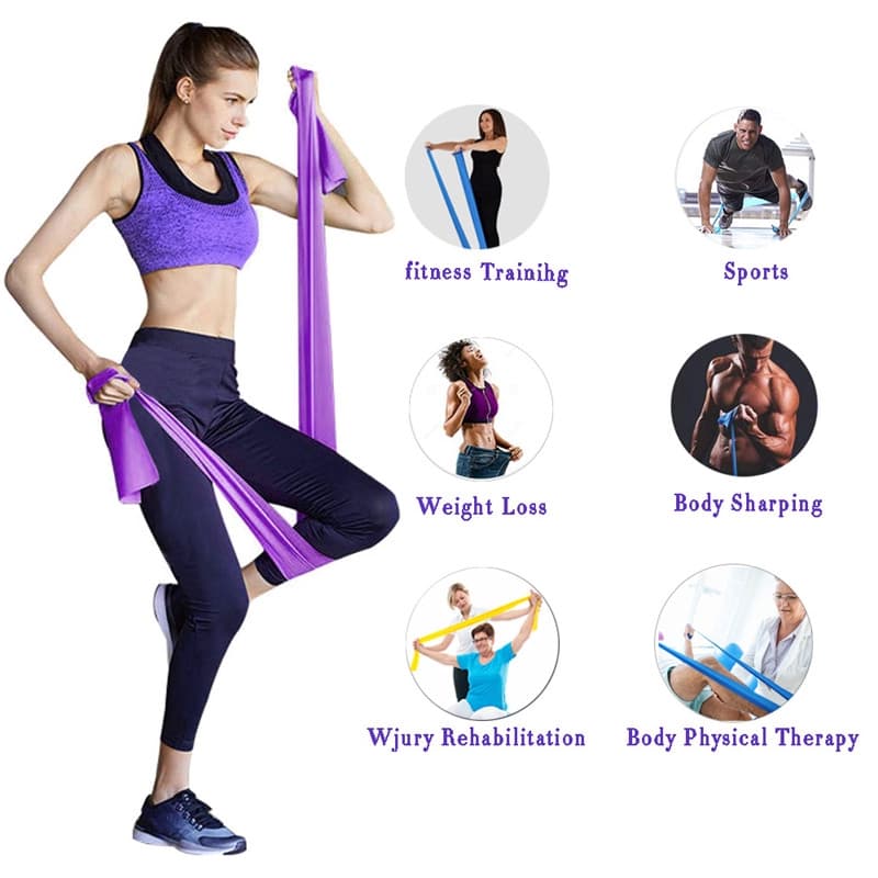 1.5m Faixa De Resistência Yoga Borracha Elástica Pilates Ginásio Fitness Fisioterapia Estiramento