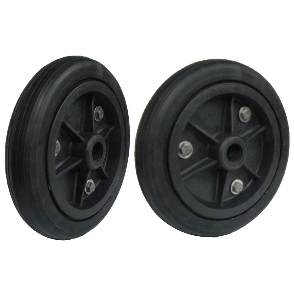 Conjunto 2 Rodas em PP 9" Pneu de Borracha Furo Passante 7/8" - P9F78