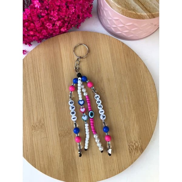 Chaveiro de miçangas personalizado | Chaveiro olho grego
