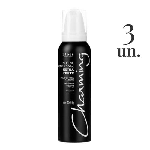 Kit Charming Mousse  140 ml Extra Forte Black C/ 3 Unidades