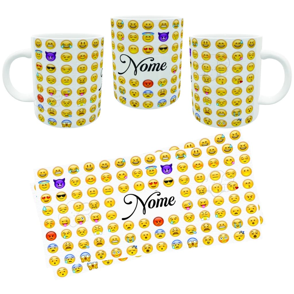 Caneca Emoji Personalizada com Nome + Caixa com a mesma Arte