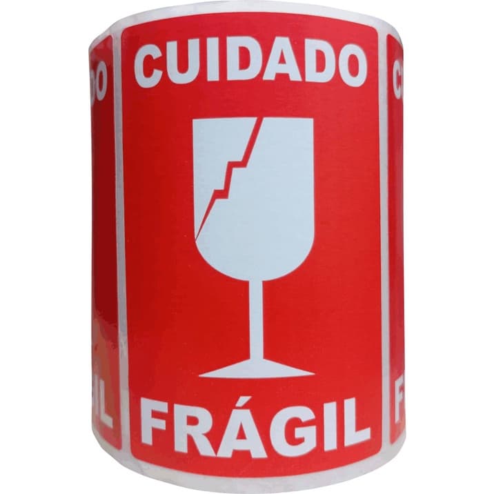 Etiqueta Cuidado Frágil, 500 Etiquetas - 10x6 cm