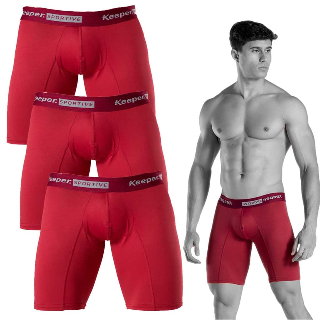 Kit 3 Cuecas Box  Long Leg Esportiva Anti Assadura Microfibra Masculina Futebol