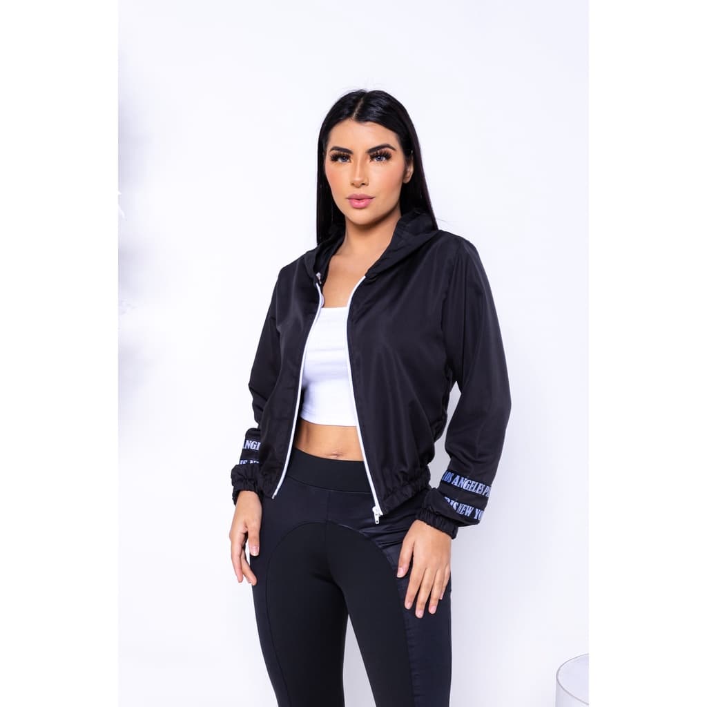 Jaqueta Blusa feminina Corta Vento Com Capuz Moda Outono Inverno