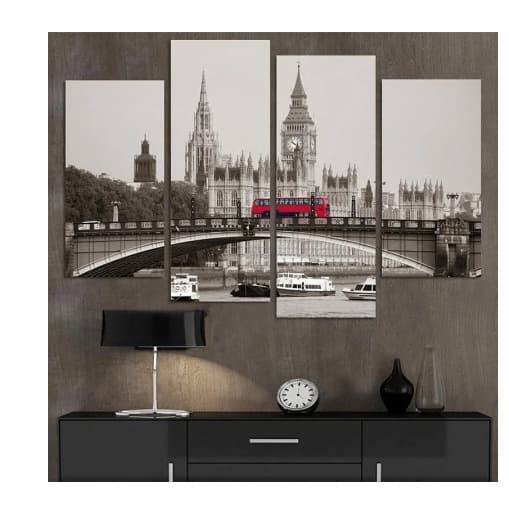 Quadro painel decorativo mosaico 5 peças londres castelo familia real Inglaterra europa decoração