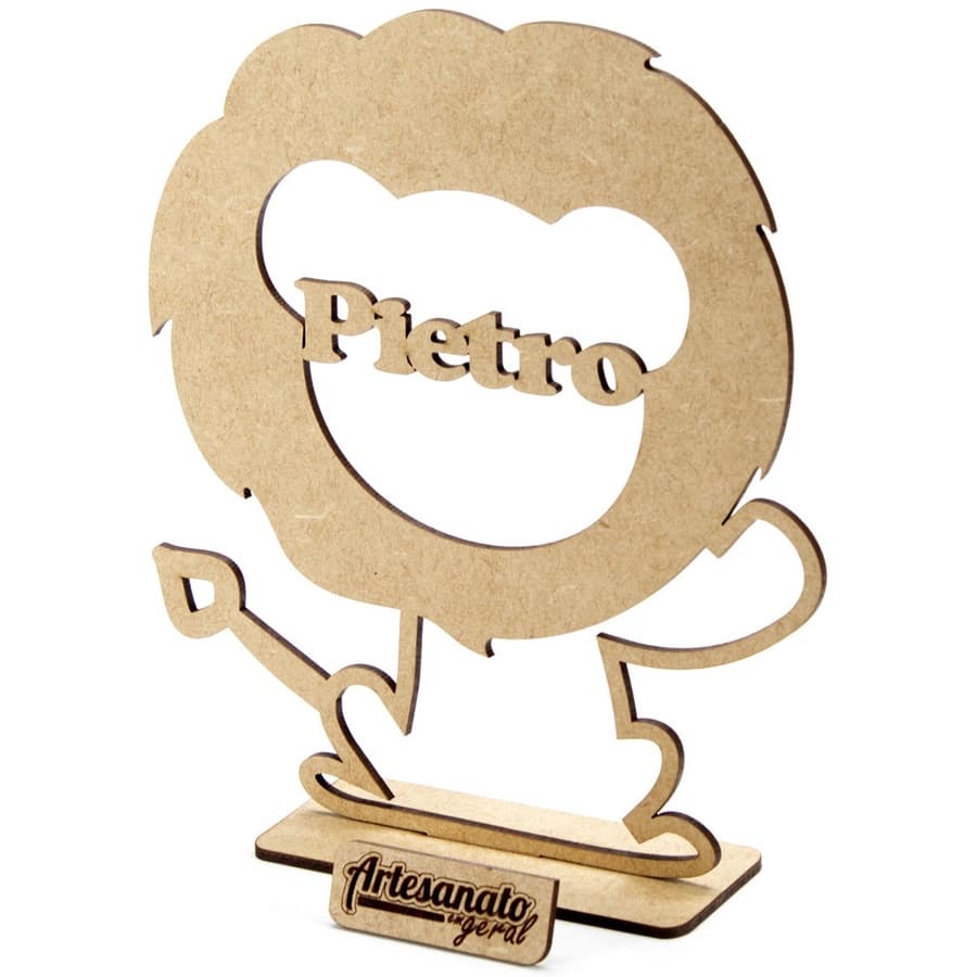 Centro De Mesa Leão Safari Personalizado Mdf Festa