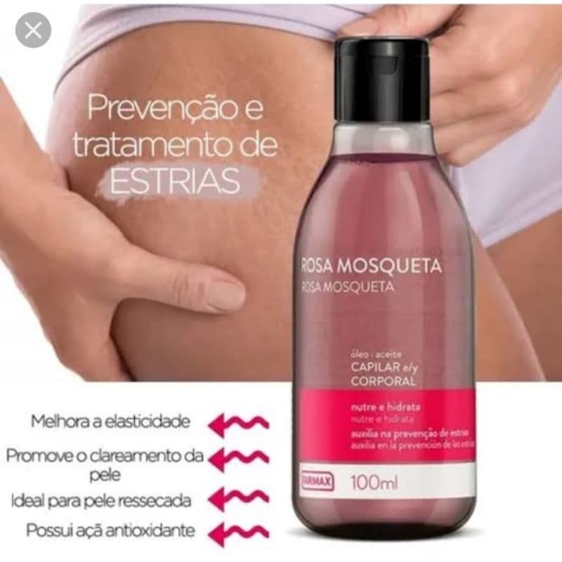 Óleo de Rosa Mosqueta Combate Manchas e Estrias 100 ml / Hidratante Corporal e Capilar / Cabelos Sem Frizz