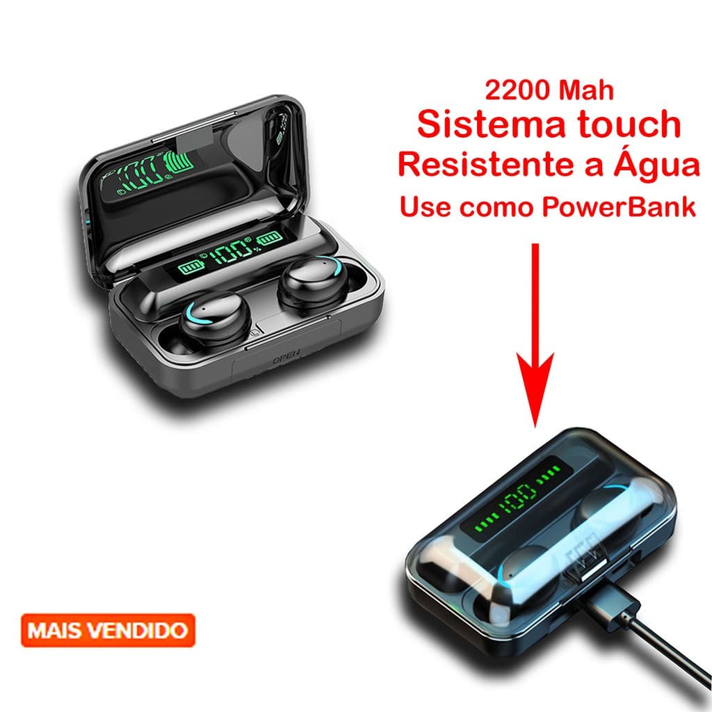 Fones De Ouvido Tws Bluetooth 5.0 2200mah Pronta Entrega