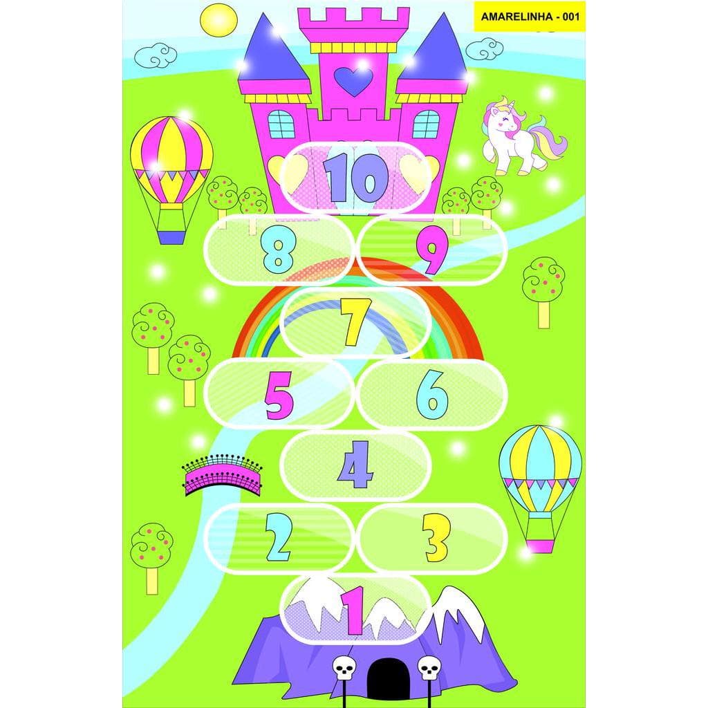 Jogo Tapete Lona Infantil Amarelinha Unicornio Brinquedo 150 x 100