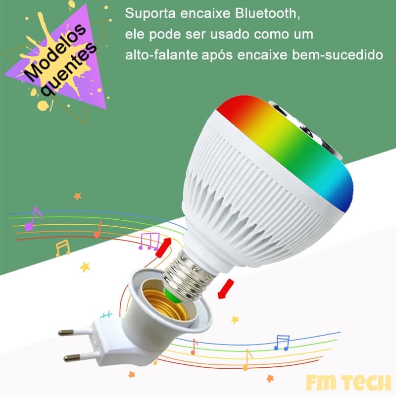 Alto-falante com luz de LED Bluetooth c controle Rgb 12w 12 cores 4 modos