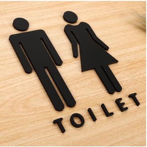 Placa de sinalização banheiro feminino, masculino, unissex, Men, Women, Toilet