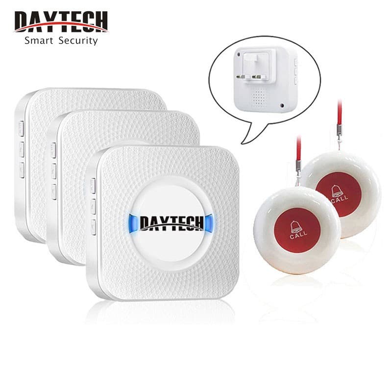 DAYTECH Campainha de Emergência para Idosos Botão SOS Sem Fio Cuidador 55 Toques IP55 CC01
