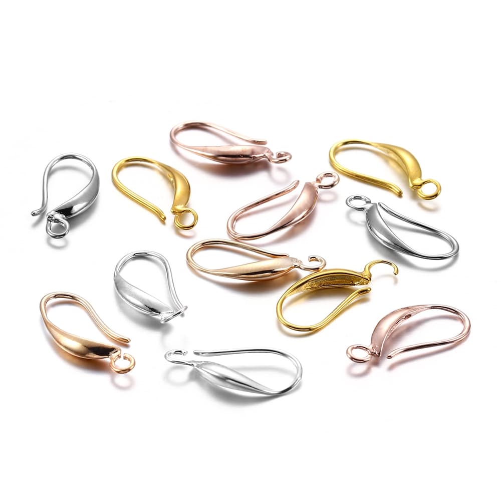 12 Pcs 17x8mm Cobre Ouro Rosa Francês Brinco Ganchos Ear Fechos De Configuração De Ouvido Fios DIY Jóias Maquidos Acessórios