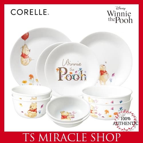[CORELLE] Conjunto De Talheres Winnie The Pooh 10p Para 2 Pessoas (Prato Redondo)/Louça/Tigela De Arroz , Sopa item popu