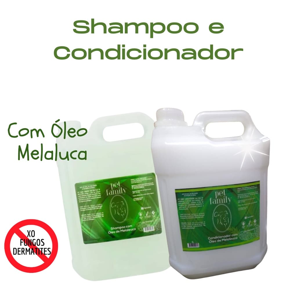 Combo Shampoo e Condicionador Pet  Com Óleo de Melaleuca Pet Family 5 Litros