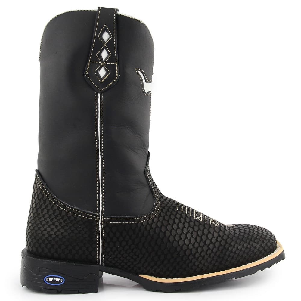 Bota Botina Texana Em Couro Country Bico Quadrado Bota Masculina e Feminina