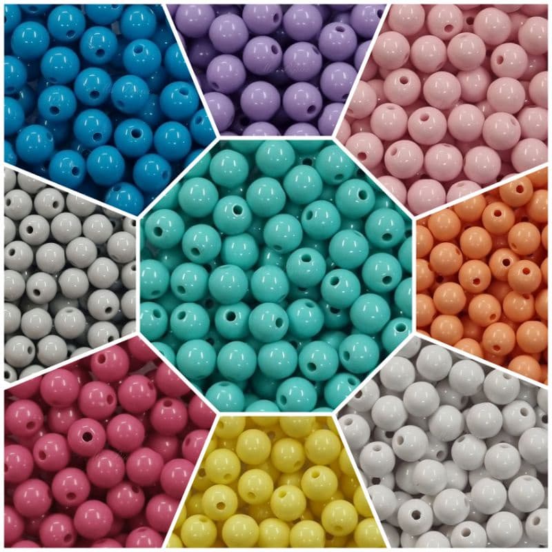 Miçanga Bola Acrilica Leitosa 8mm - 20 gramas