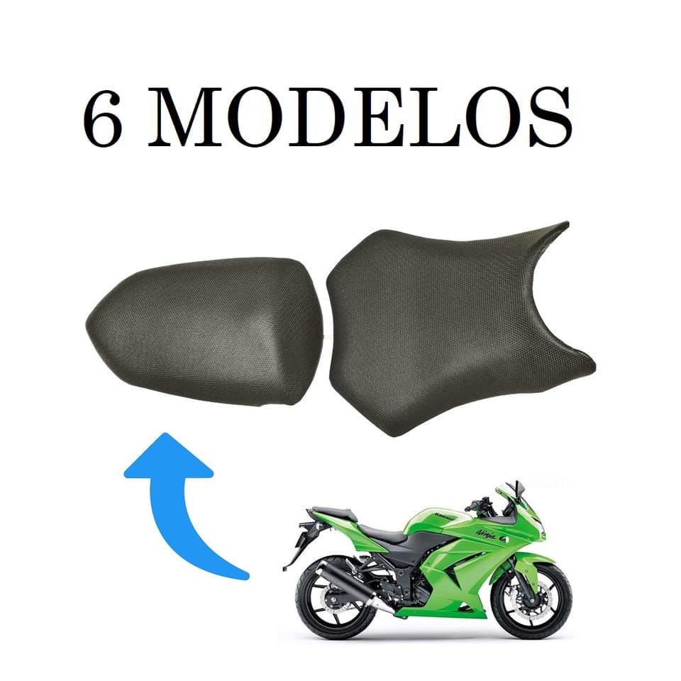 Par - 2 Capa Do Banco Com Cinta Kawasaki Ninja 250 - Antiderrapante / Lisa / Fibra de Carbono