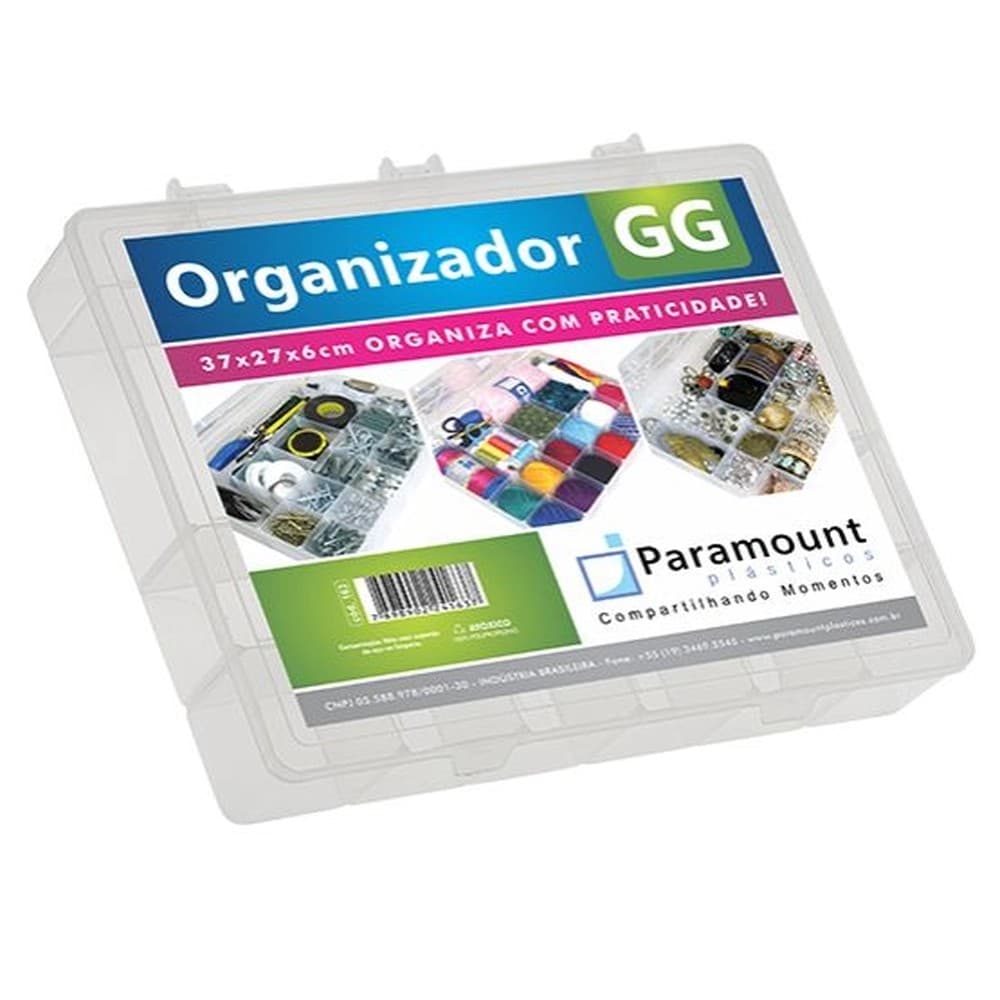 Caixa Box Organizadora Multiuso com Divisória Transparente GG - Paramount