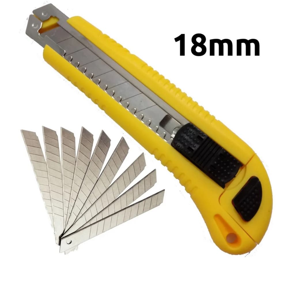Estilete 18mm Profissional Reforçado Com 3 Lâminas + 10 Lâminas - Fertak