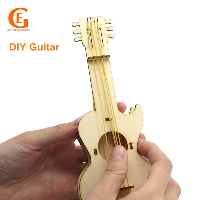 Educação Dotada DIY Kit De Experimento Científico De Haste De Guitarra De Madeira Para Crianças , Montagem Manual , Inst