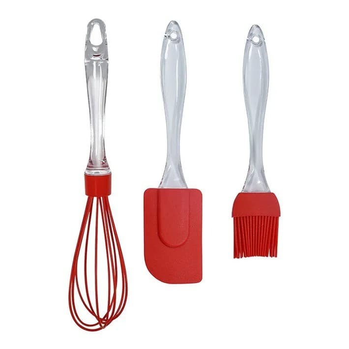 Kit Culinário De Silicone 3 Peças Com Espátula Pincel E Batedor Western