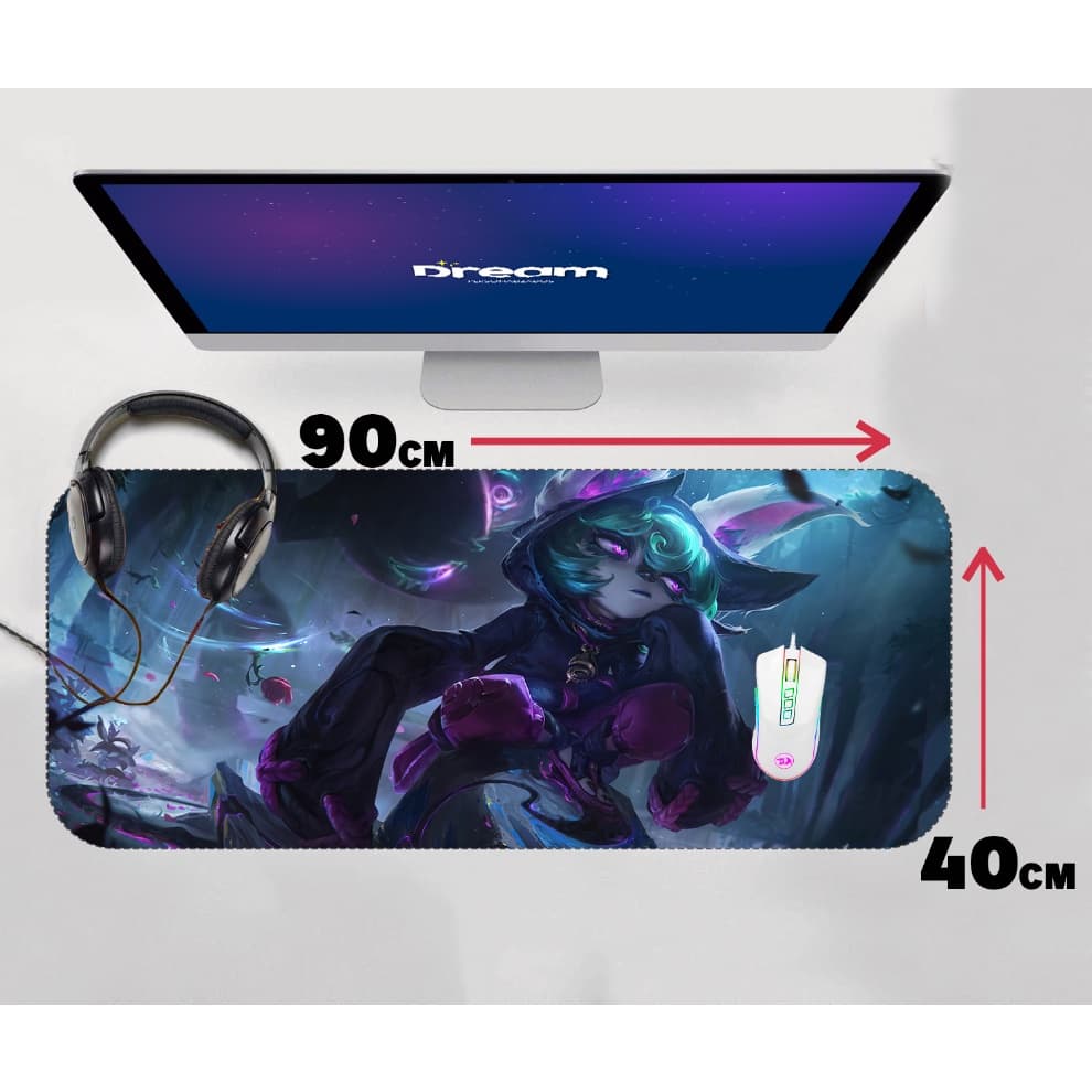 Mouse Pad Gamer Vex League of Legends LOL Extra Grande 90x40 Personalizado borda costurada mousepad