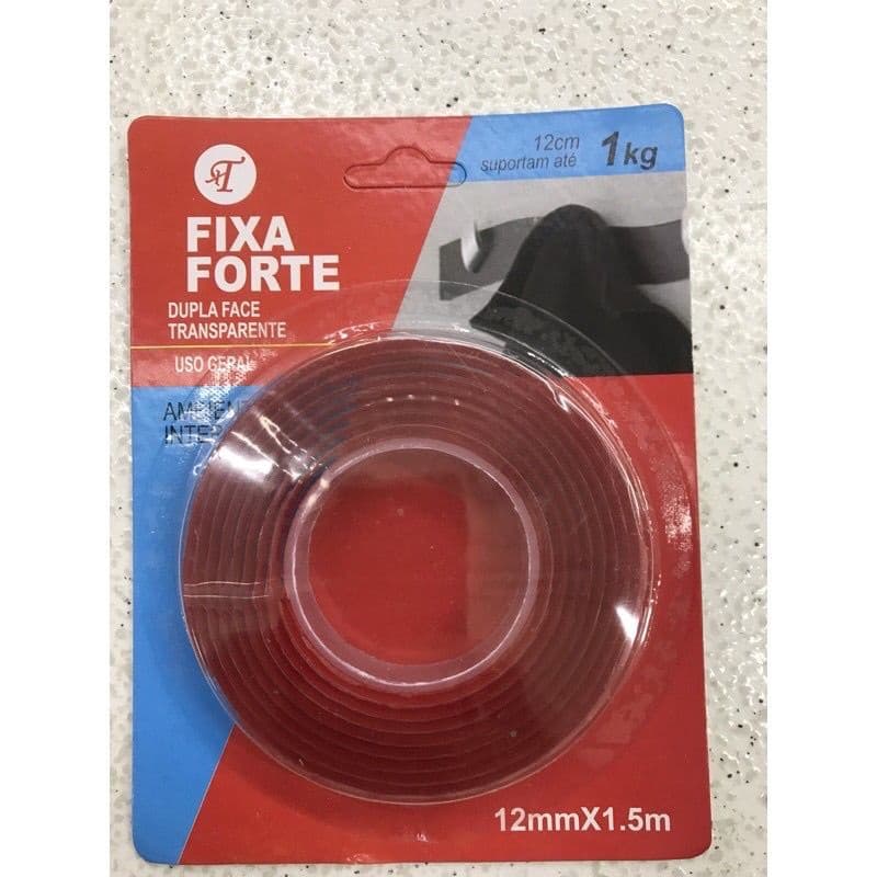 Fita dupla face 12mm X 1,5 m fixa forte c/fixação até  1kg