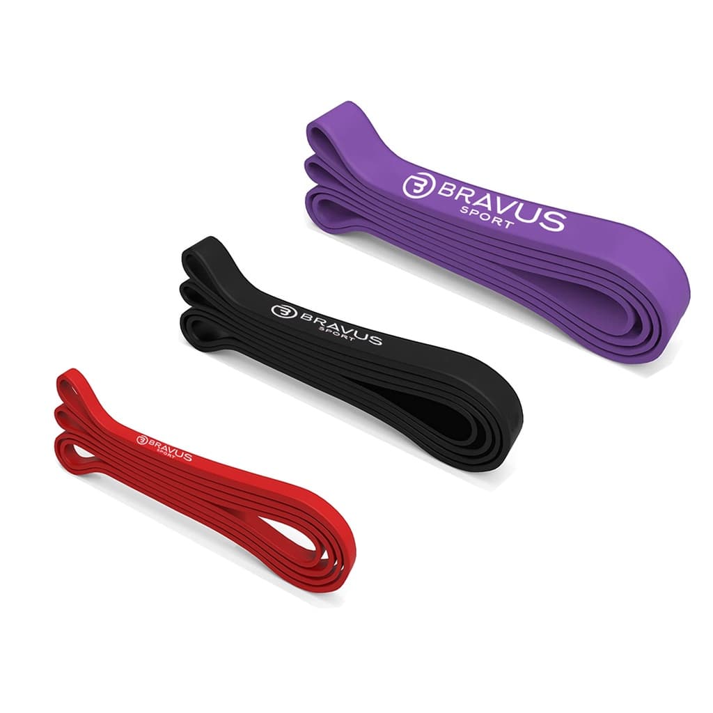 Kit Super Band Bravus Sport Leve, Média e Forte Borracha Elástico Extensor