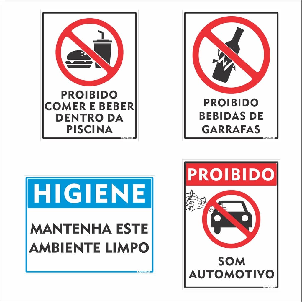4 Placas de Sinalização 20x30cm
