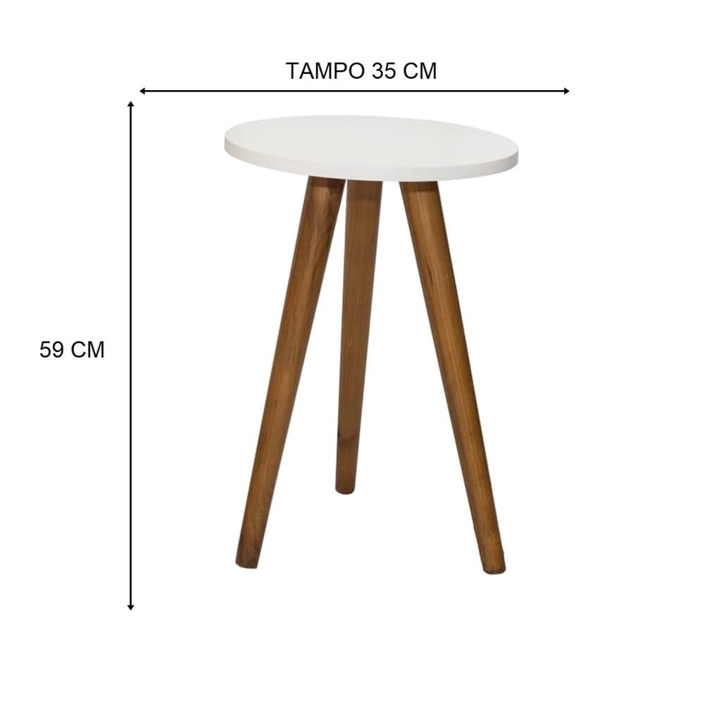 Mesa Mesinha Redonda De Centro e Canto Mdf Apoio Tripé Retro Pé Palito Madeira Maciça Decoração Porta Objetos